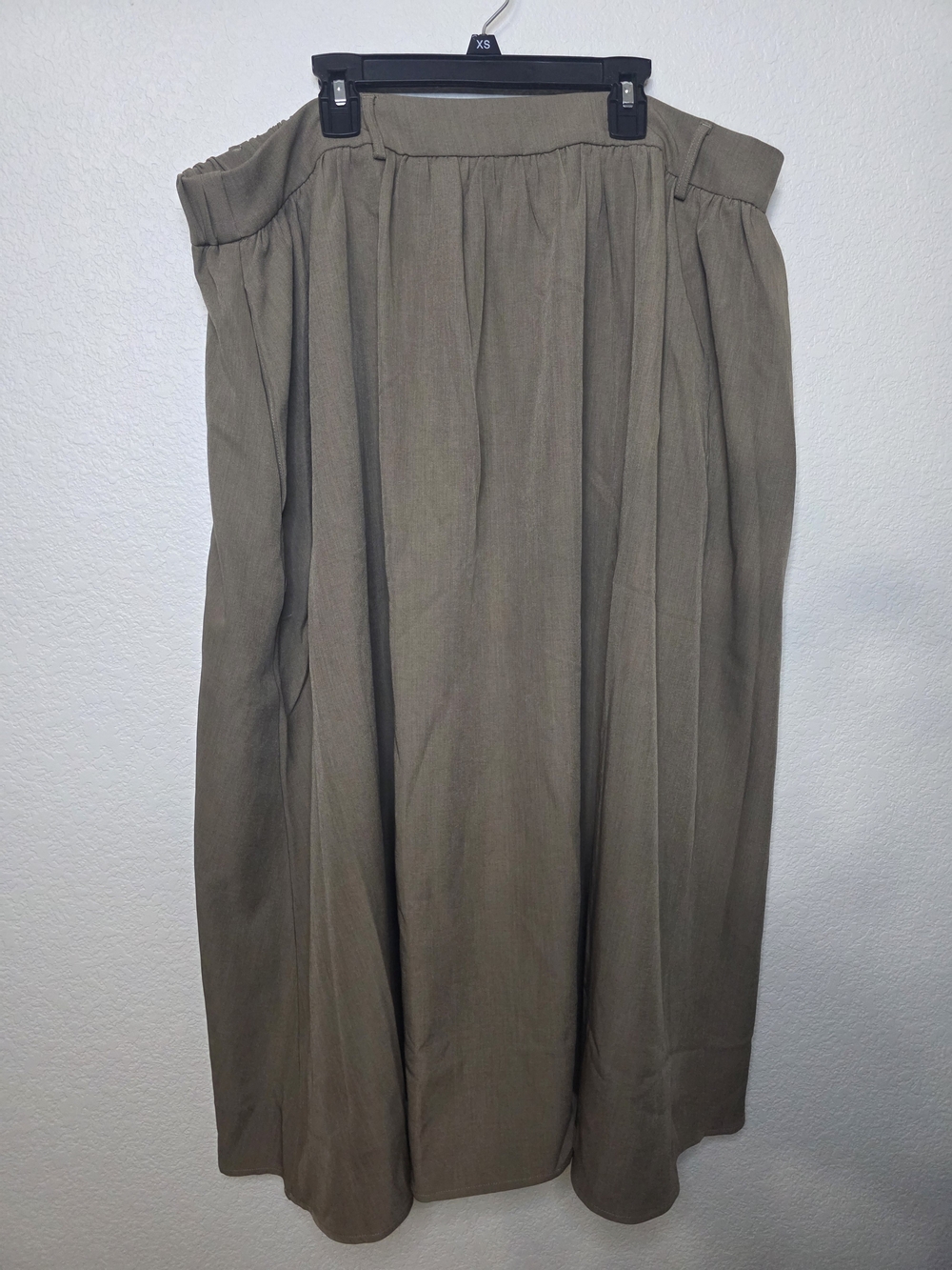 CIDER Olive Brown Utility Maxi Skirt Elastic Waist Minimalist Boho 2XL